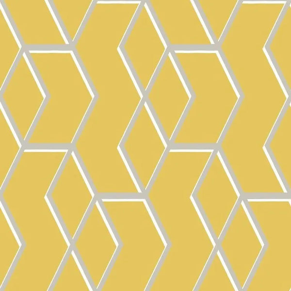 Closeup of a wallpaper showing its Contemporary, Geometric, Gold, Metallic, Pink, Two-tone pattern, color, and subtle texture.