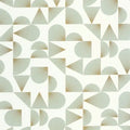 Closeup of a wallpaper showing its Art-Deco, Geometric pattern, color, and subtle texture.