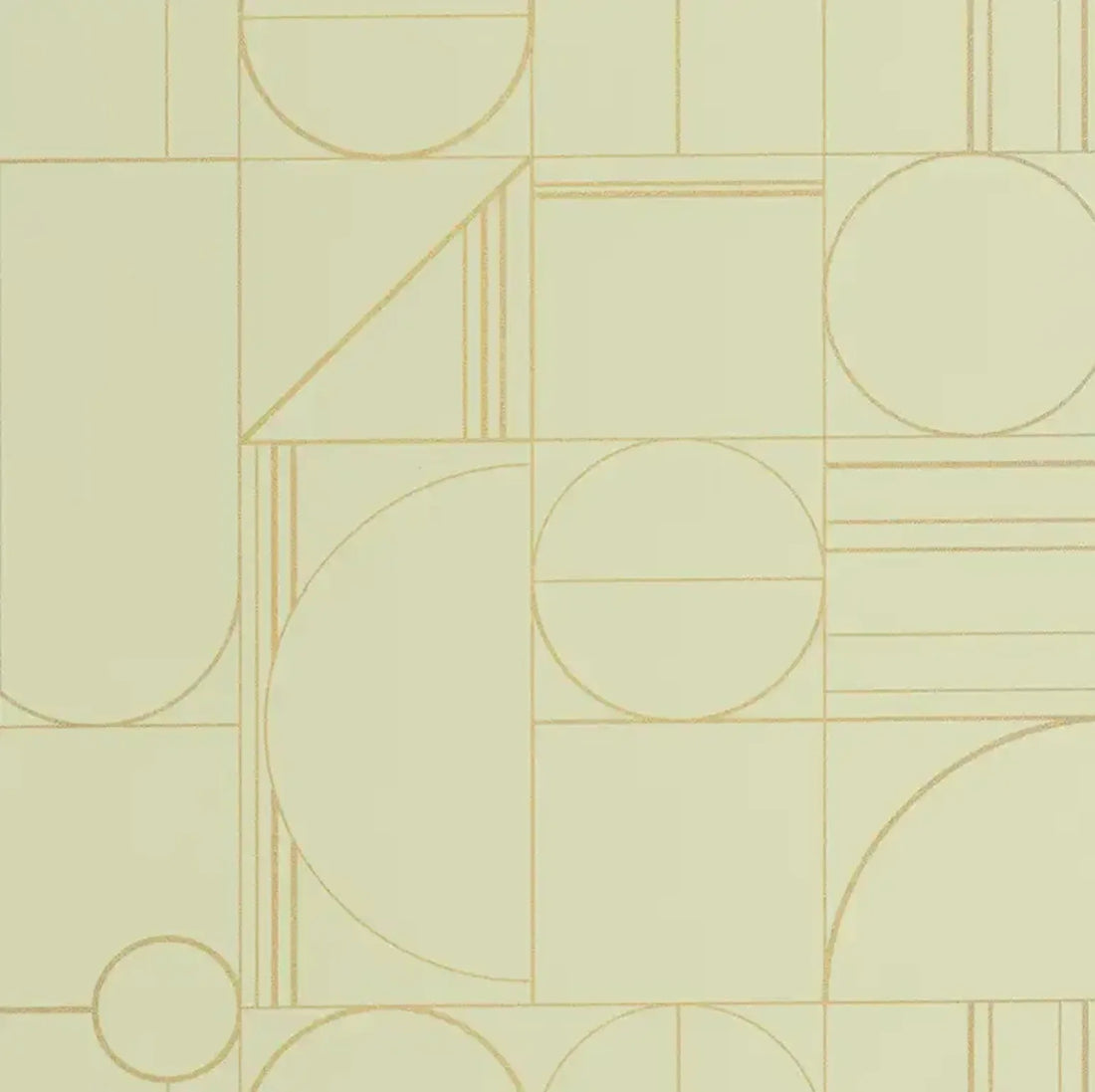 Closeup of a wallpaper showing its Art-Deco, Geometric pattern, color, and subtle texture.