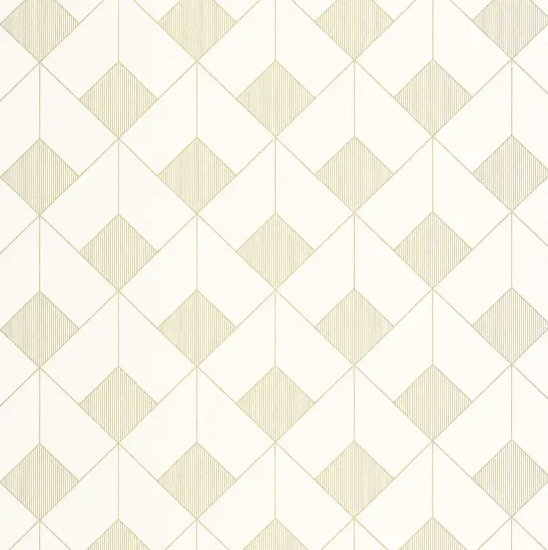 Closeup of a wallpaper showing its Art-Deco, Geometric, Neutrals, Two-tone pattern, color, and subtle texture.