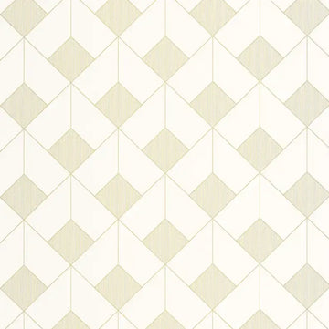 Closeup of a wallpaper showing its Art-Deco, Geometric, Neutrals, Two-tone pattern, color, and subtle texture.