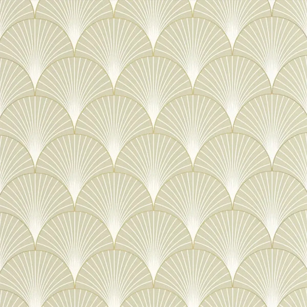 Closeup of a wallpaper showing its Art-Deco, Contemporary, Neutrals, Two-tone pattern, color, and subtle texture.