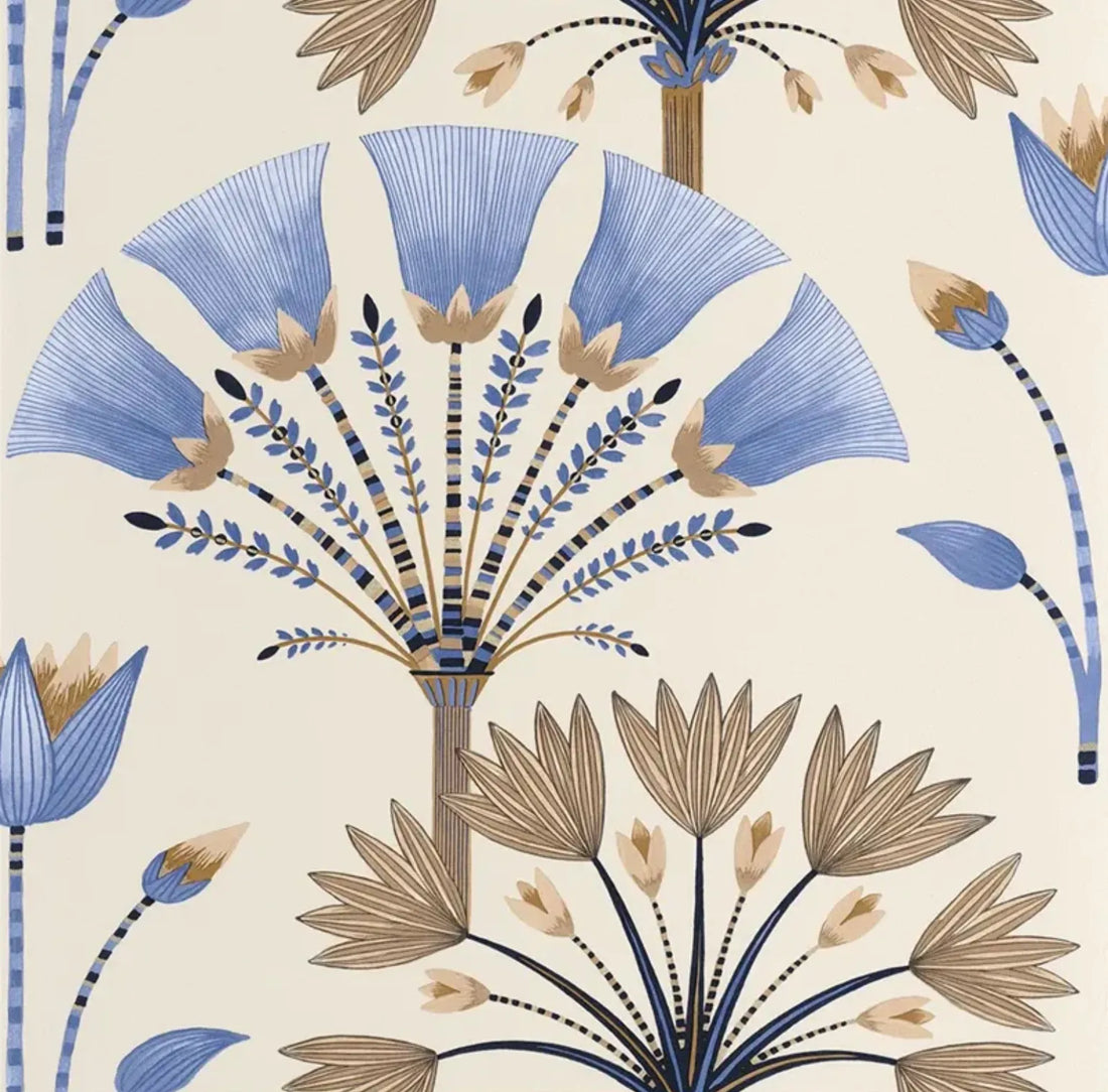 Closeup of a wallpaper showing its Art-Deco, Contemporary pattern, color, and subtle texture.