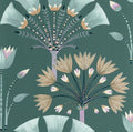 Closeup of a wallpaper showing its Art-Deco, Contemporary pattern, color, and subtle texture.