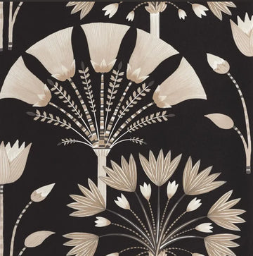 Closeup of a wallpaper showing its Art-Deco, Contemporary, Two-tone pattern, color, and subtle texture.