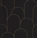 Closeup of a wallpaper showing its Art-Deco, Contemporary, Dramatic pattern, color, and subtle texture.