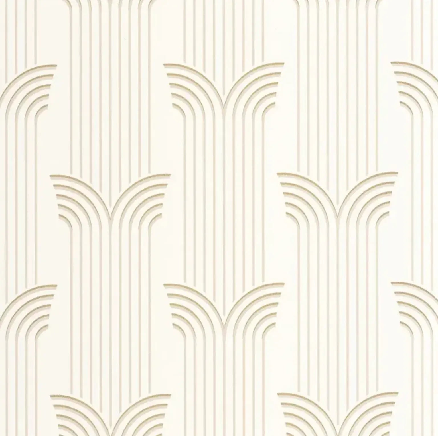 Closeup of a wallpaper showing its Art-Deco, Contemporary, Neutrals pattern, color, and subtle texture.