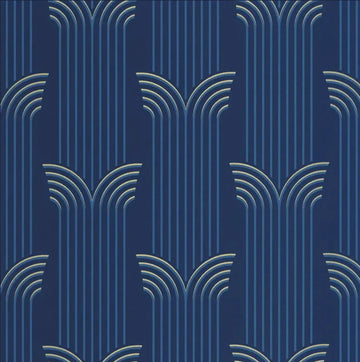 Closeup of a wallpaper showing its Art-Deco, Contemporary pattern, color, and subtle texture.