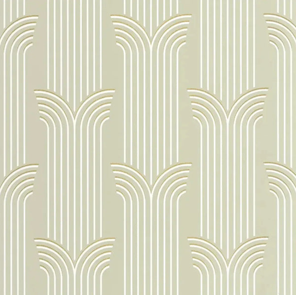 Closeup of a wallpaper showing its Art-Deco, Contemporary, Neutrals pattern, color, and subtle texture.
