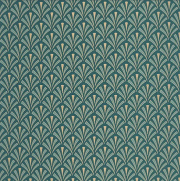 Closeup of a wallpaper showing its Art-Deco, Contemporary pattern, color, and subtle texture.