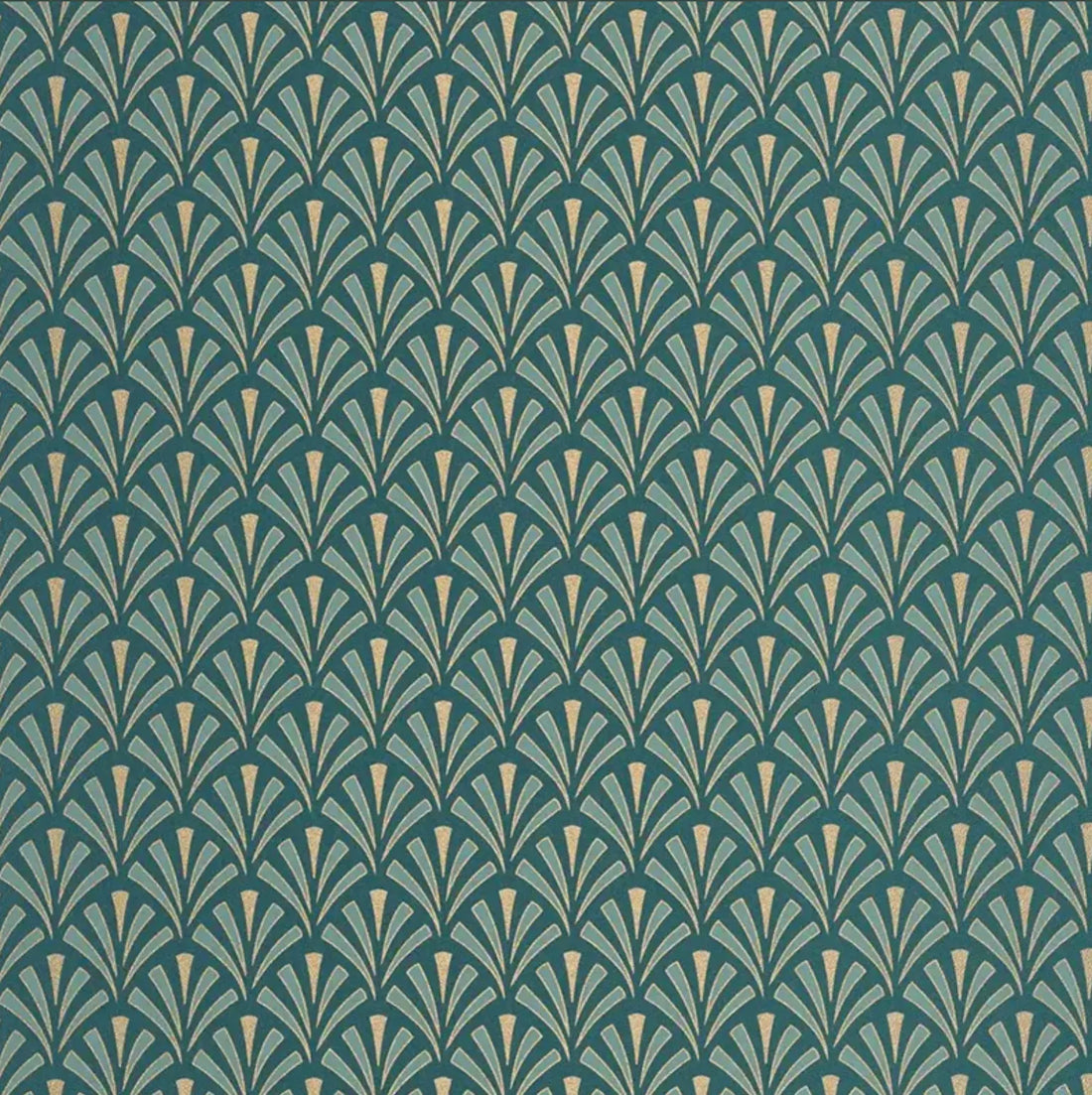 Closeup of a wallpaper showing its Art-Deco, Contemporary pattern, color, and subtle texture.