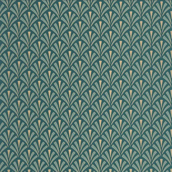 Closeup of a wallpaper showing its Art-Deco, Contemporary pattern, color, and subtle texture.