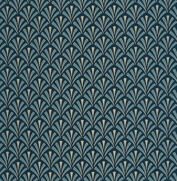 Closeup of a wallpaper showing its Art-Deco, Contemporary pattern, color, and subtle texture.