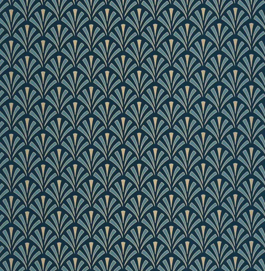 Closeup of a wallpaper showing its Art-Deco, Contemporary pattern, color, and subtle texture.