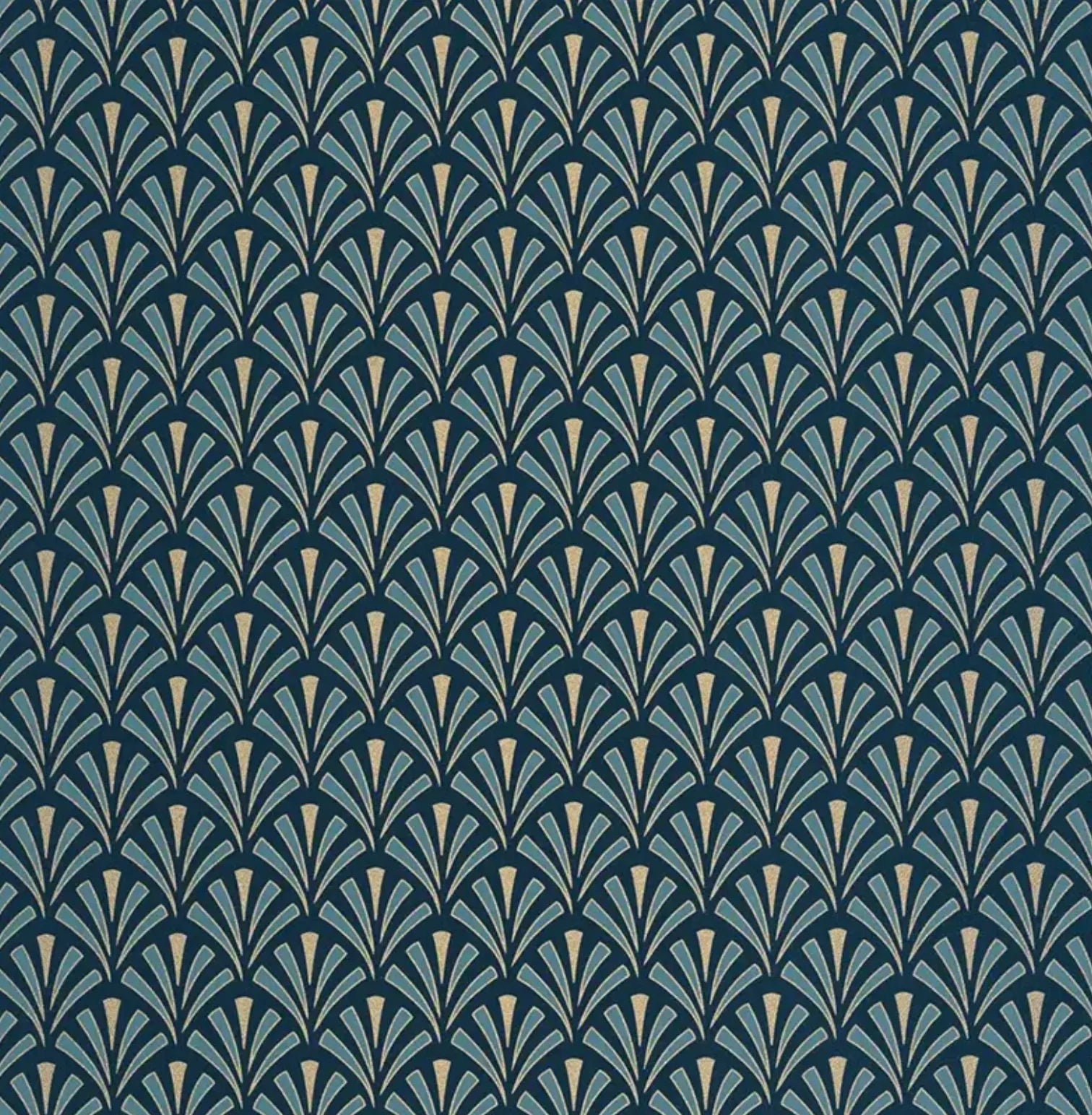 Closeup of a wallpaper showing its Art-Deco, Contemporary pattern, color, and subtle texture.