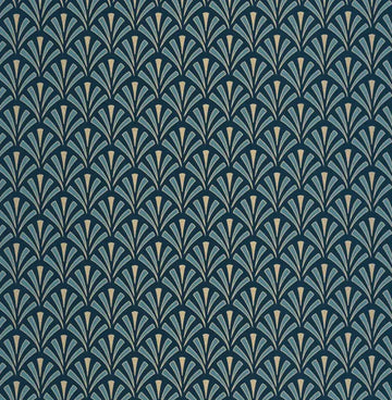 Closeup of a wallpaper showing its Art-Deco, Contemporary pattern, color, and subtle texture.