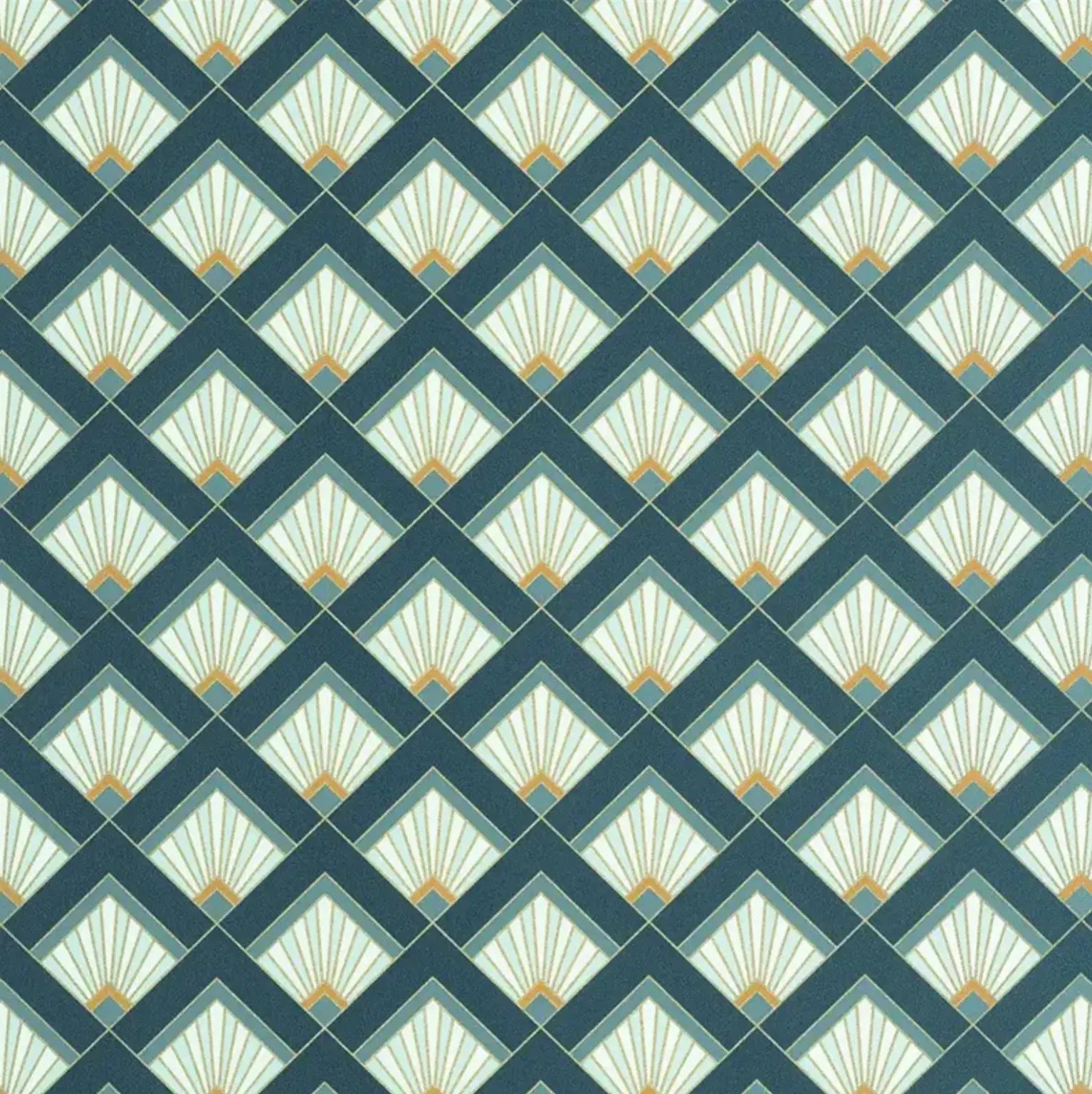 Closeup of a wallpaper showing its Art-Deco, Contemporary, Geometric pattern, color, and subtle texture.