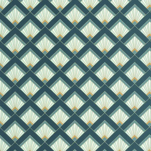 Closeup of a wallpaper showing its Art-Deco, Contemporary, Geometric pattern, color, and subtle texture.