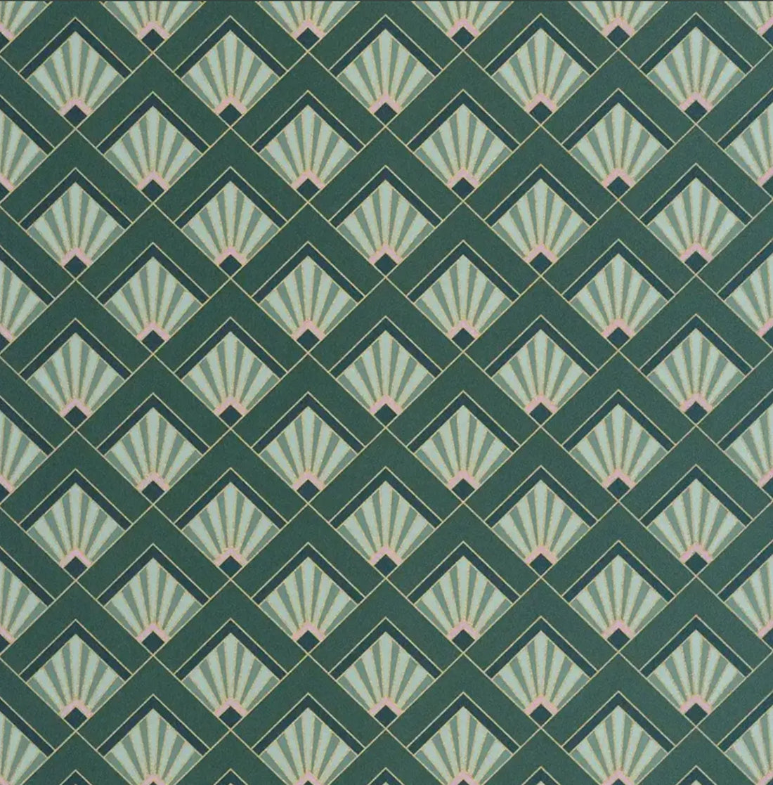 Closeup of a wallpaper showing its Art-Deco, Contemporary, Geometric pattern, color, and subtle texture.