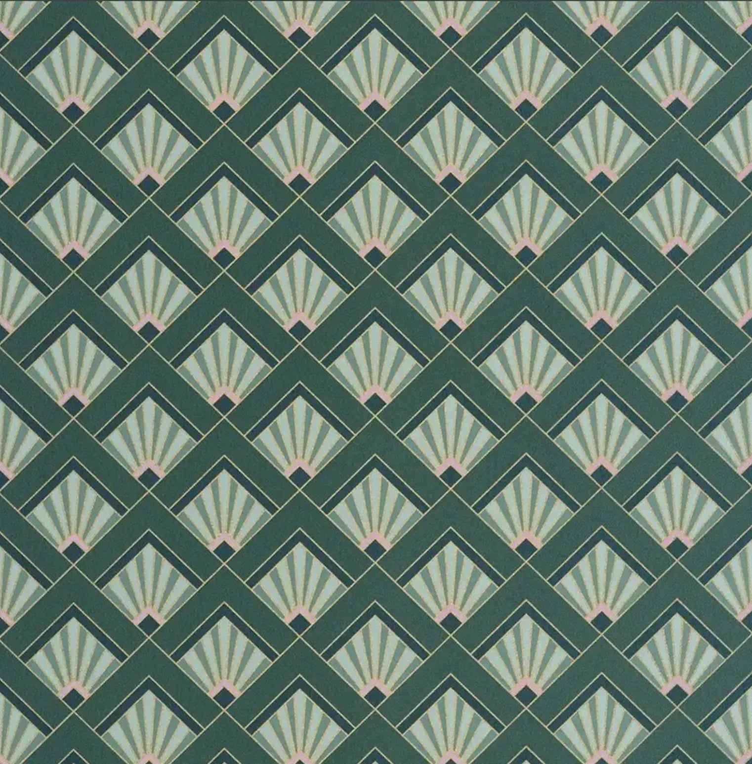 Closeup of a wallpaper showing its Art-Deco, Contemporary, Geometric pattern, color, and subtle texture.