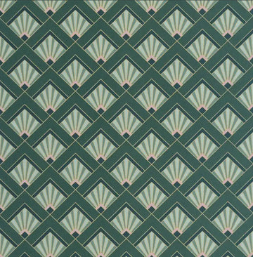 Closeup of a wallpaper showing its Art-Deco, Contemporary, Geometric pattern, color, and subtle texture.