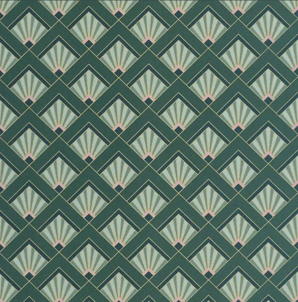 Closeup of a wallpaper showing its Art-Deco, Contemporary, Geometric pattern, color, and subtle texture.
