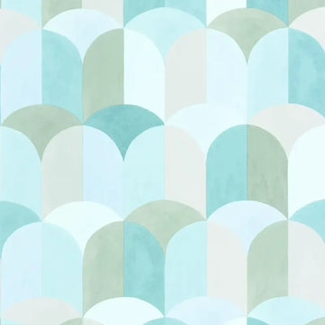 Closeup of a wallpaper showing its Art-Deco, Contemporary, Geometric pattern, color, and subtle texture.