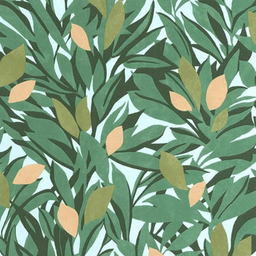 Closeup of a wallpaper showing its Contemporary, Floral, Nature pattern, color, and subtle texture.