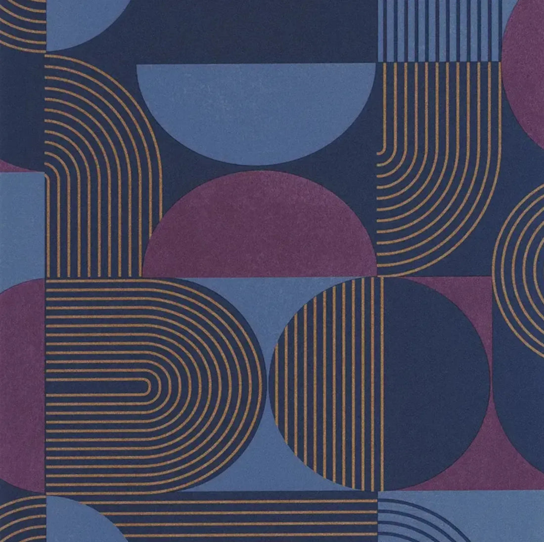 Closeup of a wallpaper showing its Art-Deco, Contemporary, Geometric pattern, color, and subtle texture.