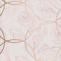 Closeup of a wallpaper showing its Circles, Contemporary, Geometric, Metallic, Pink, Two-tone pattern, color, and subtle texture.