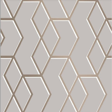 Closeup of a wallpaper showing its Contemporary, Geometric, Grey, Metallic, Neutrals, Two-tone pattern, color, and subtle texture.