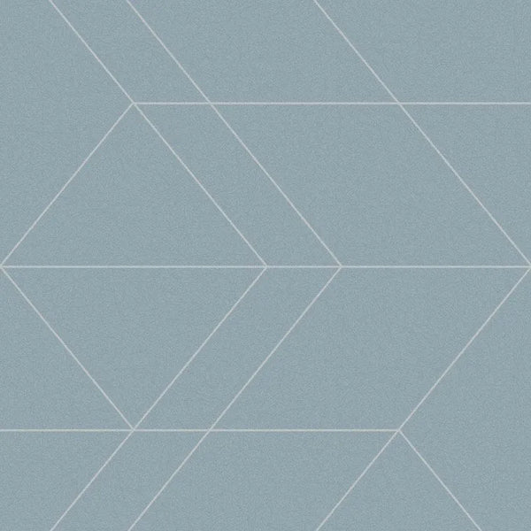 Closeup of a wallpaper showing its Blue, Contemporary, Geometric pattern, color, and subtle texture.