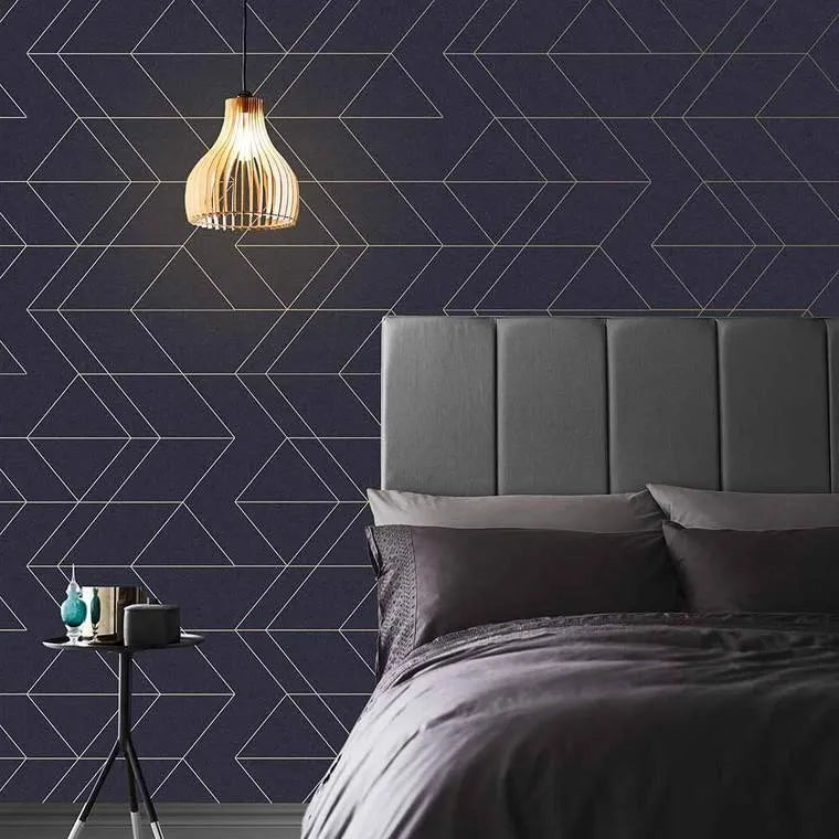 Wallpaper installed in a room showing its full pattern, color