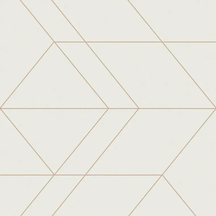 Closeup of a wallpaper showing its Contemporary, Geometric, White pattern, color, and subtle texture.