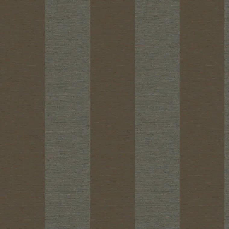 Closeup of a wallpaper showing its Brown, Contemporary, Metallic, Stripes, Two-tone pattern, color, and subtle texture.