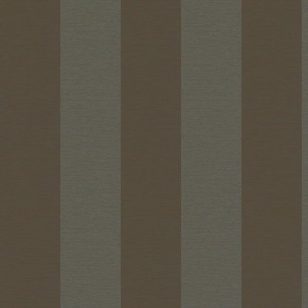 Closeup of a wallpaper showing its Brown, Contemporary, Metallic, Stripes, Two-tone pattern, color, and subtle texture.