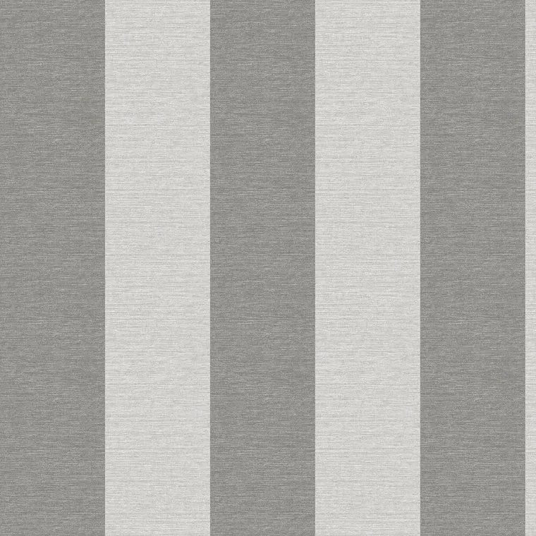 Closeup of a wallpaper showing its Contemporary, Grey, Metallic, Monochrome, Silver, Stripes, Two-tone pattern, color, and subtle texture.