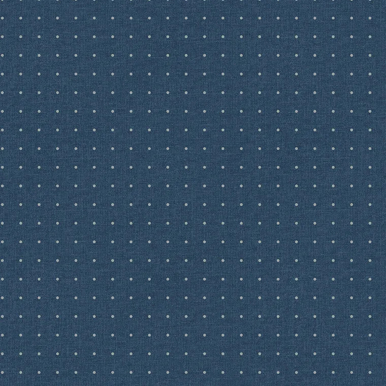 Closeup of a wallpaper showing its Blue, Dots pattern, color, and subtle texture.