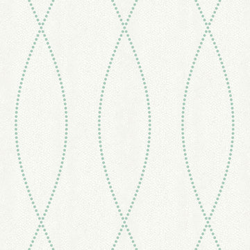 Closeup of a wallpaper showing its Contemporary, Green, Trellis, Unicolour, White pattern, color, and subtle texture.