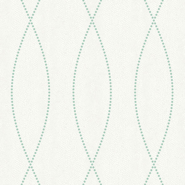 Closeup of a wallpaper showing its Contemporary, Green, Trellis, Unicolour, White pattern, color, and subtle texture.