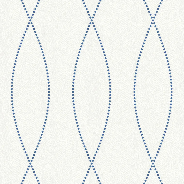 Closeup of a wallpaper showing its Blue, Contemporary, Trellis, Unicolour, White pattern, color, and subtle texture.