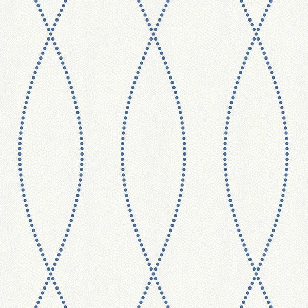 Closeup of a wallpaper showing its Blue, Contemporary, Trellis, Unicolour, White pattern, color, and subtle texture.