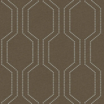 Closeup of a wallpaper showing its Brown, Contemporary, Geometric, Trellis, Unicolour pattern, color, and subtle texture.