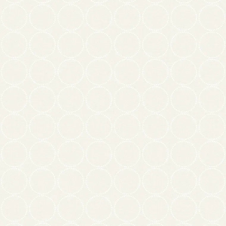 Closeup of a wallpaper showing its Circles, Contemporary, Cream, Monochrome, Neutrals, White pattern, color, and subtle texture.