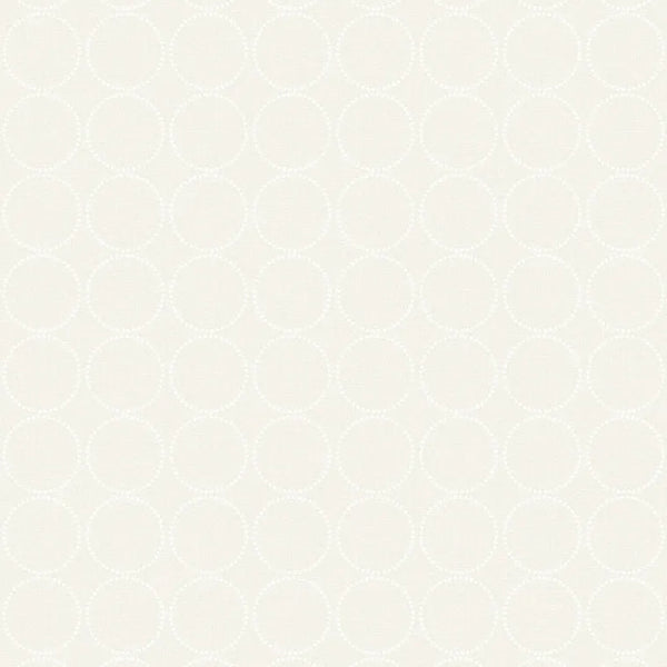Closeup of a wallpaper showing its Circles, Contemporary, Cream, Monochrome, Neutrals, White pattern, color, and subtle texture.