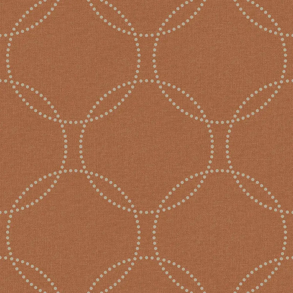 Closeup of a wallpaper showing its Brown, Circles, Contemporary, Geometric pattern, color, and subtle texture.