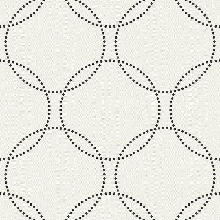 Closeup of a wallpaper showing its Circles, Contemporary, Geometric, Monochrome pattern, color, and subtle texture.