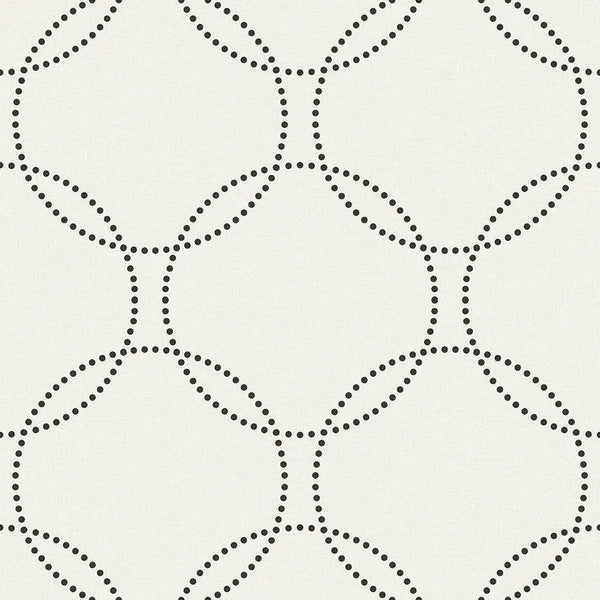 Closeup of a wallpaper showing its Circles, Contemporary, Geometric, Monochrome pattern, color, and subtle texture.