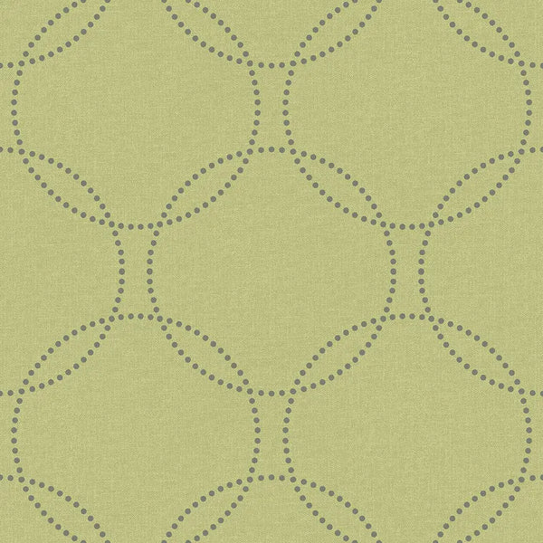Closeup of a wallpaper showing its Circles, Contemporary, Geometric, Green pattern, color, and subtle texture.