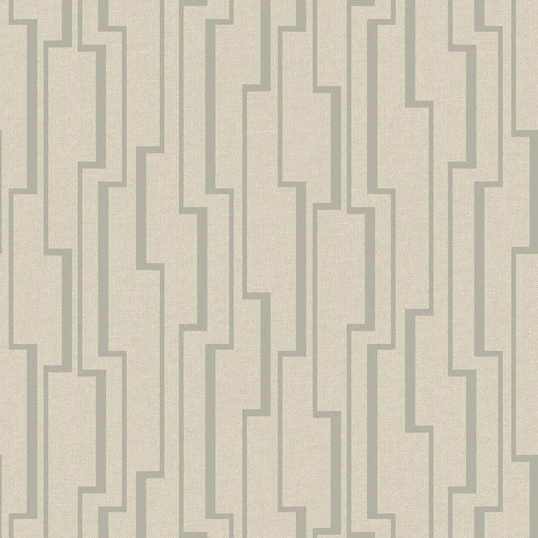 Closeup of a wallpaper showing its Contemporary, Geometric, Neutrals, Two-tone pattern, color, and subtle texture.